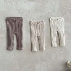 Korean Version Instagram Kids' Clothing Infant Spring and Autumn Unisex Small Children Cotton High-Waisted Elastic Casual Trendy Leggings Baby Kids Pants