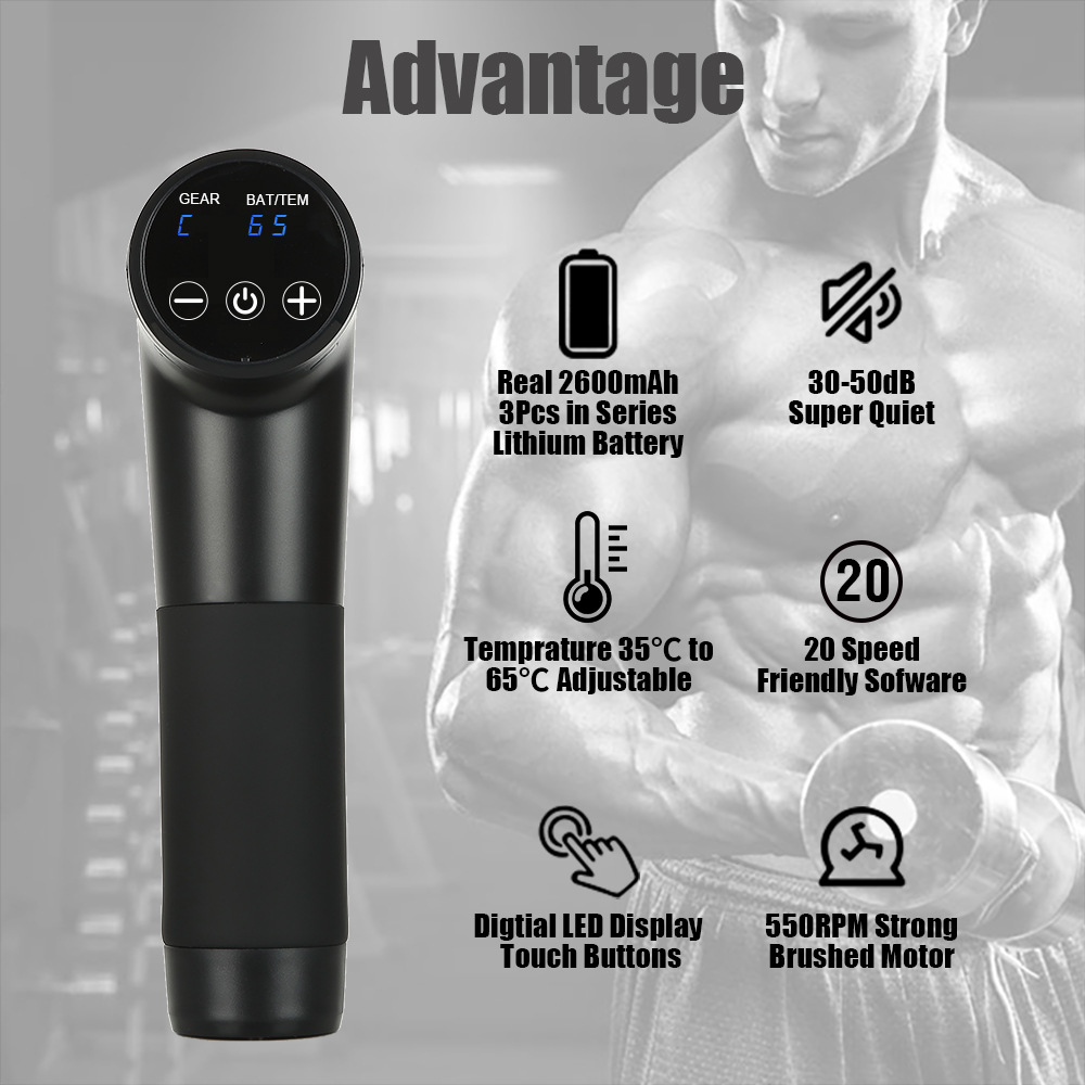 热敷筋膜枪可调节式加热按摩头温控肌肉按摩器深圳源头工厂