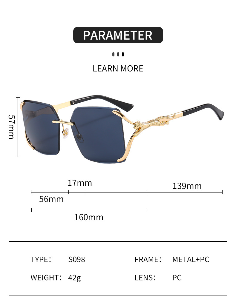 Women's Leopard Frameless Sunglasses Large Frame Fashion Glasses_voghion.com
