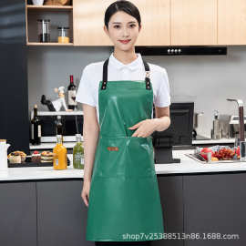 棉布背带围裙女LOGO印字时尚美甲餐厅服务员男工作服家用