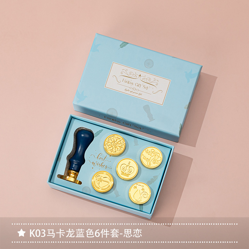 Nuevo macaron fuego pintura cera grano horno sello mano cuenta Día de San Valentín cumpleaños regalo fuego pintura sello conjunto completo al por mayor