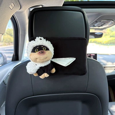 Car Armrest Box Tissue Box | Car tissue box/set - plush-tissue-box-black-panda-hat-shoulder-bag-bee-dog