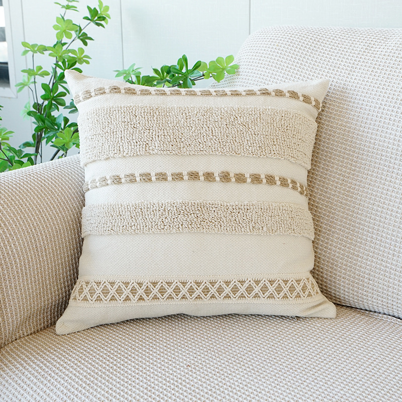Funda de almohada de terciopelo bohemia Funda de cojín de cabecera de encaje tejido Funda de almohada de sofá de casa de familia