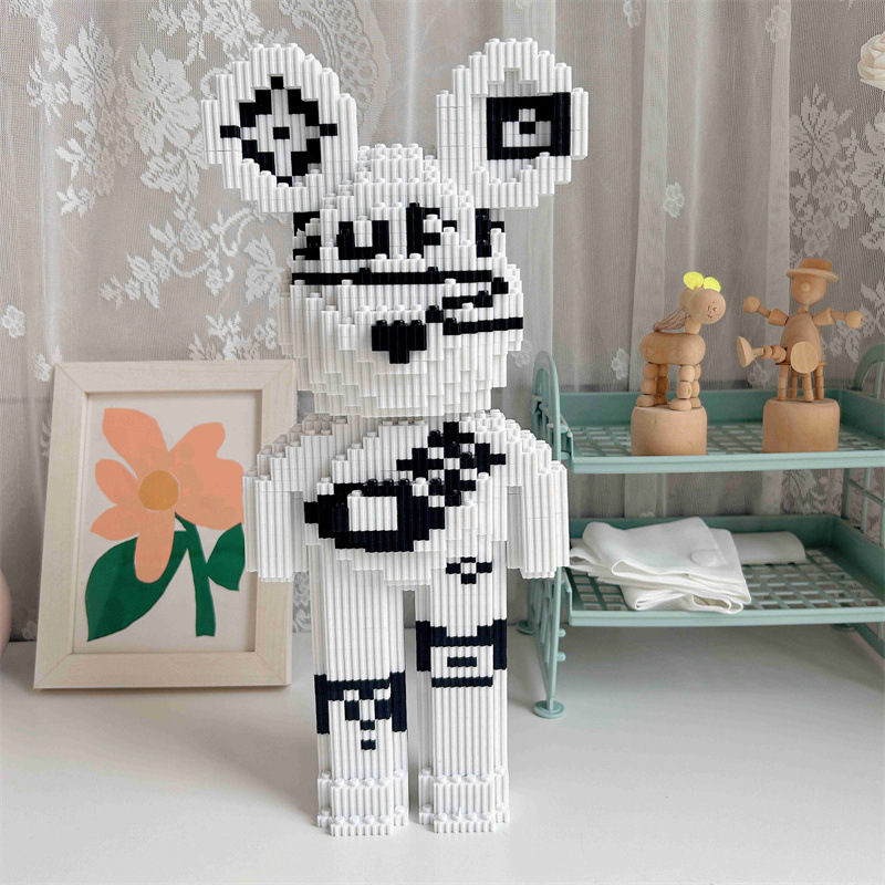 Moda lesen bloques de construcción de partículas pequeñas ensambladas rompecabezas de oso violento adulto de alta dificultad tridimensional rompecabezas niña juguete