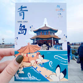镂空卡片定制旅游景点创意集章卡地标拍照宣传名片城市明信片设计