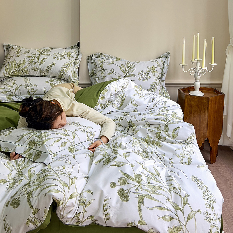 American Retro Duvet Cover Set All Cotton Bedding Four Piece_voghion.com