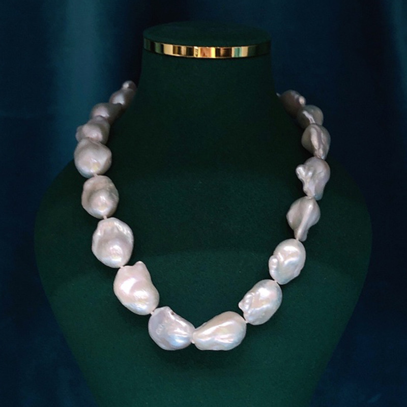Natural Freshwater Pearl Baroque Necklace Women's Fashion Personality Jewelry Lustre Without Pour Glue Noble Elegant Necklace