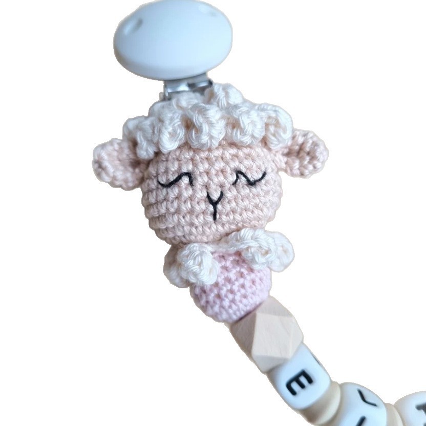 Baby crochet tetina pequeña cadena crochet rosa pro-piel tetina cadena 2025 nuevo