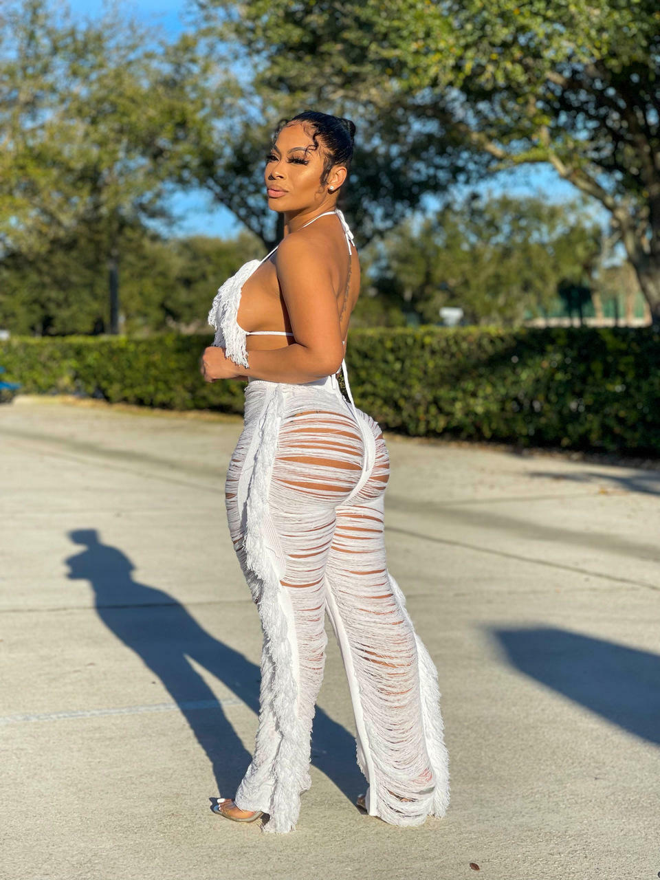 Women's Clothing summer new women's sexy tassel knitted pants suit_voghion.com