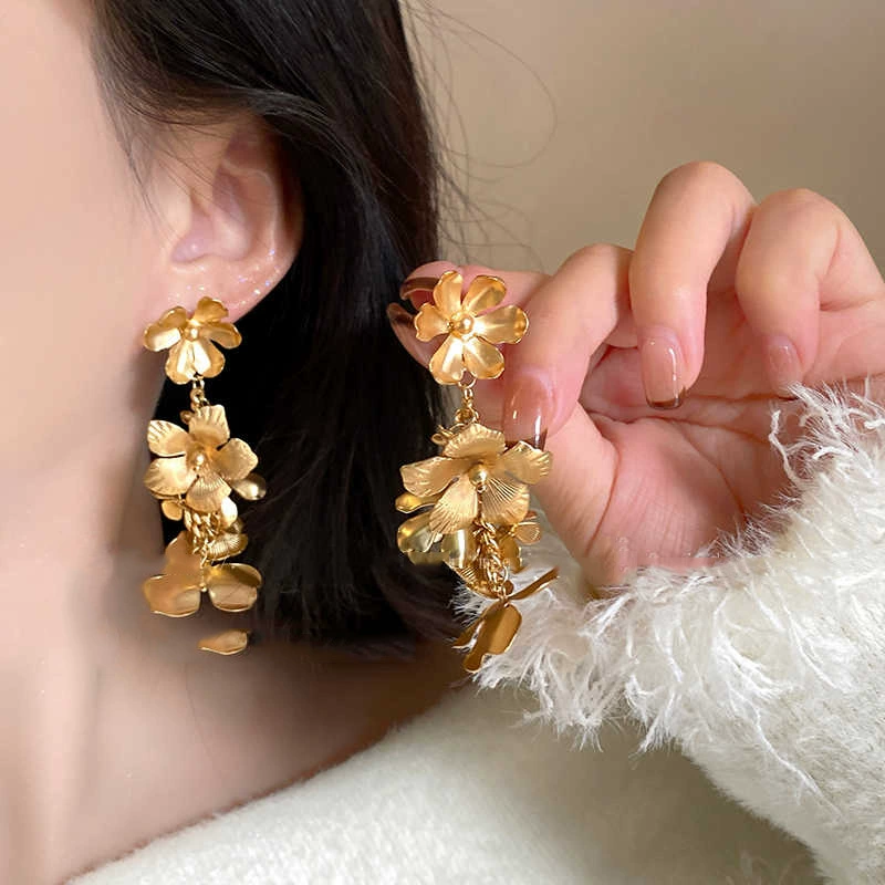 Серебряная игла, мелкие модные серьги из жемчуга, (международная торговля), цветочные, лёгкая роскошь, оптовая