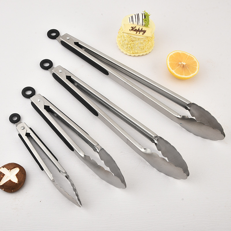 Food Tongs Outdoor Stainless Steel Barbecue Tongs Meat Steak Tongs Baking Bread Tongs Camping 7-14inch