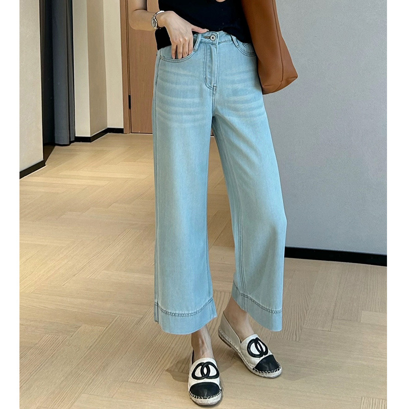 Tencel High-Waisted Cropped Jeans for Women, 2026 Summer New Style, Thin and Cool, Loose Fit, Petite Grandma Pants, Wide-Leg