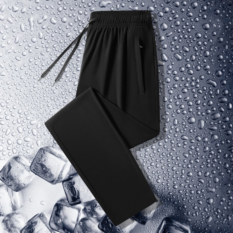 Pantalones de seda de hielo para hombres y mujeres de verano delgados secado rápido transpirable paquete deportivo pie pareja pantalones casuales de seda suave pantalones largos