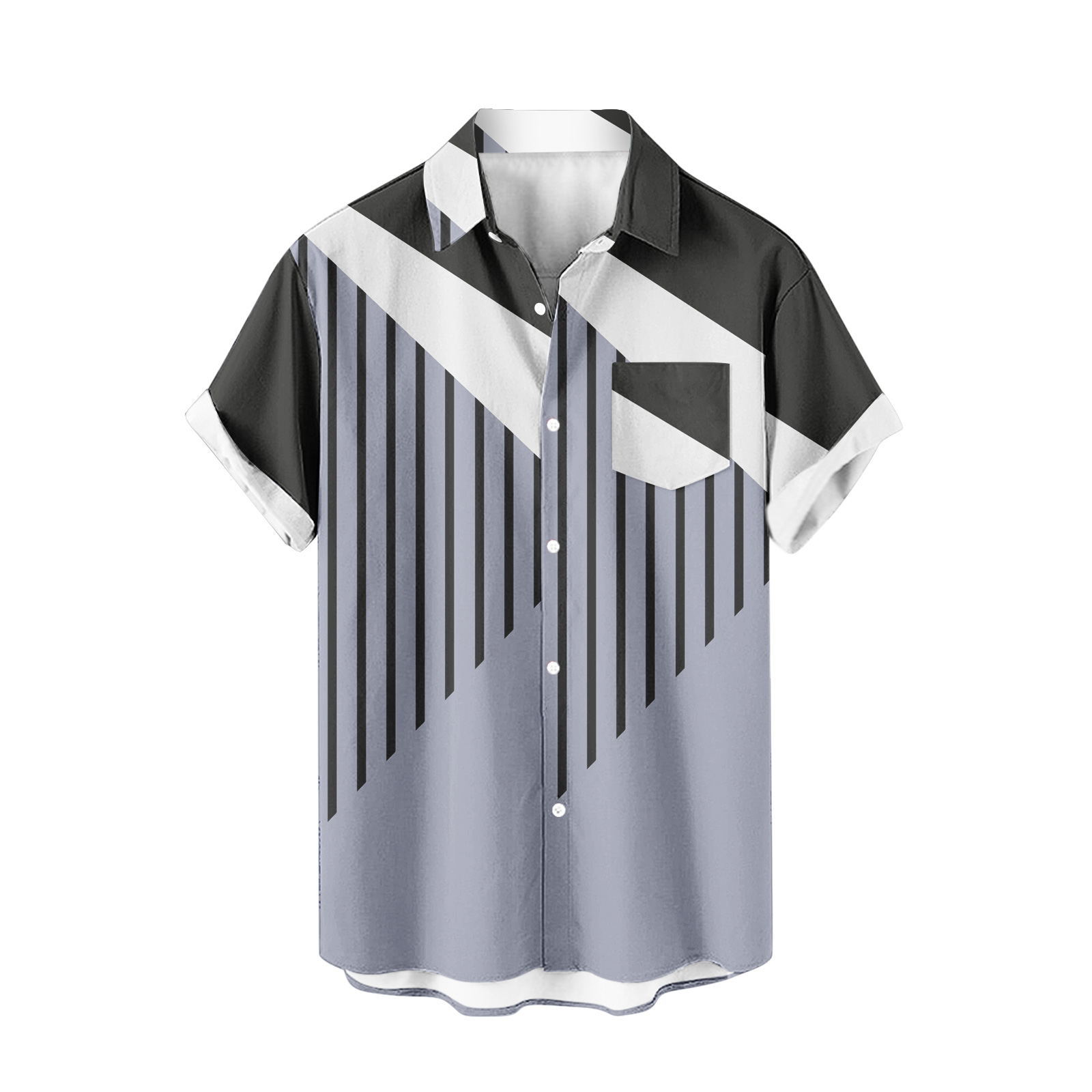 Venta caliente para hombres nueva camisa de manga corta 3D impresión digital moda casual Hawaii playa solapa para hombres