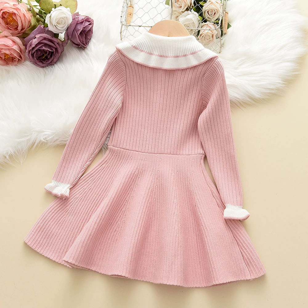 Children's demi-season skirt with bow, small princess costume, knitted sweater dress, western style