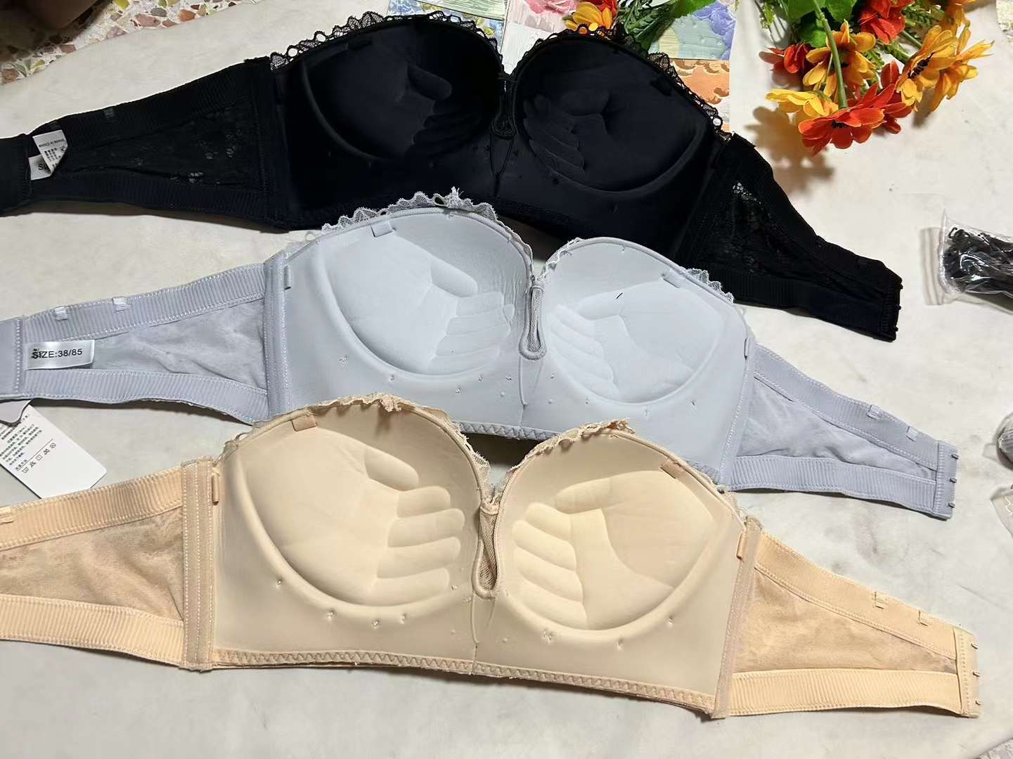 Estilo japonés Sujetador de encaje francés cintura ajustable que adelgaza el sujetador pequeño pecho empuja hacia arriba la ropa interior cómoda empuja hacia arriba el sujetador