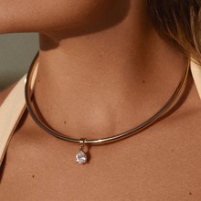 新款水滴形水钻吊坠项圈个性简约开口项圈欧美跨境饰品necklace