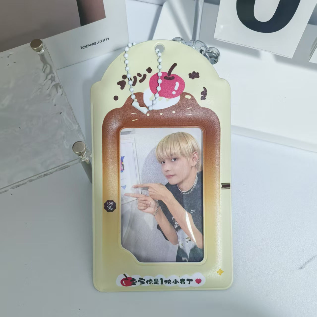 樱桃布丁ins卡套PVC可爱爱豆追星饭卡校园卡挂件小卡收纳展示