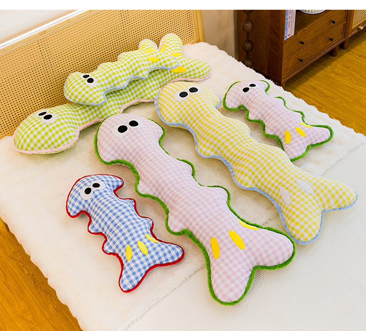 Cross-border dopamine fishbone plush pillow toy for children, long leg-hugging sleeping doll, gift for girls, wholesale