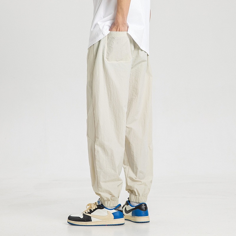Japanese retro solid summer silk thin quick dry trousers