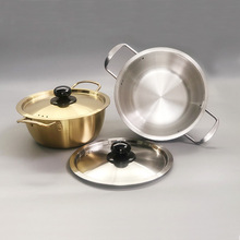韩式拉面锅双耳泡面锅不锈钢炖汤锅电磁炉小煮锅家用餐厅煮面锅