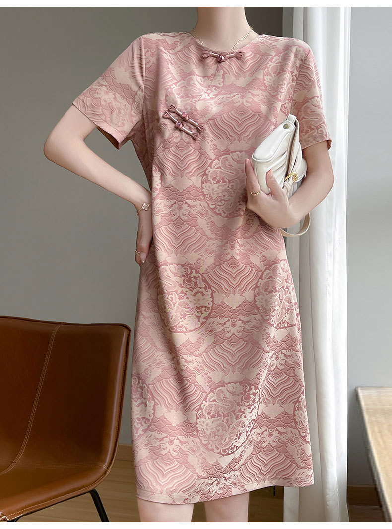 New Chinese-style Modernized Jacquard Cheongsam For Women 2024, High-end Exquisite Retro Short-sleeve With Buttoned_ecoleips.com