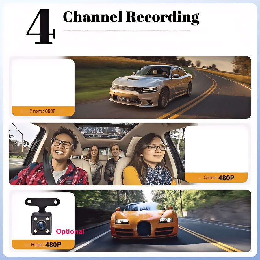Panoramic four-camera dashcam with high-definition night vision for front, rear, left, and right, and reverse camera, factory direct supply at a favorable price