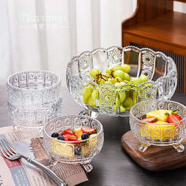 欧式创意玻璃果盘聚宝盆果盆透明水果盆零食盘家用客厅大号水果盘