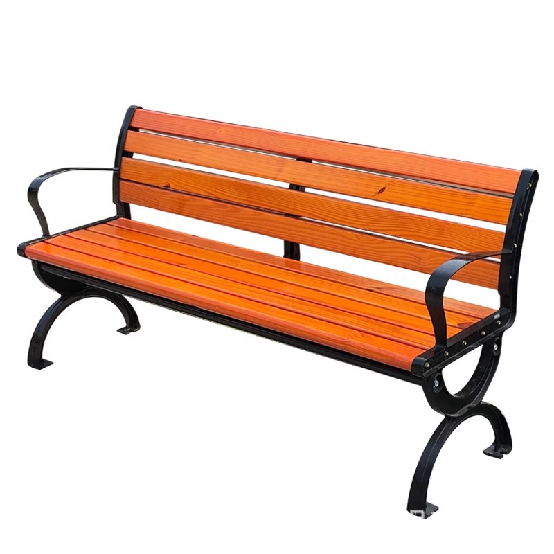 silla de parque silla larga al aire libre banco al aire libre patio asiento de ocio anticorrosión madera sólida plástico madera forjada silla de fila respaldada image 6