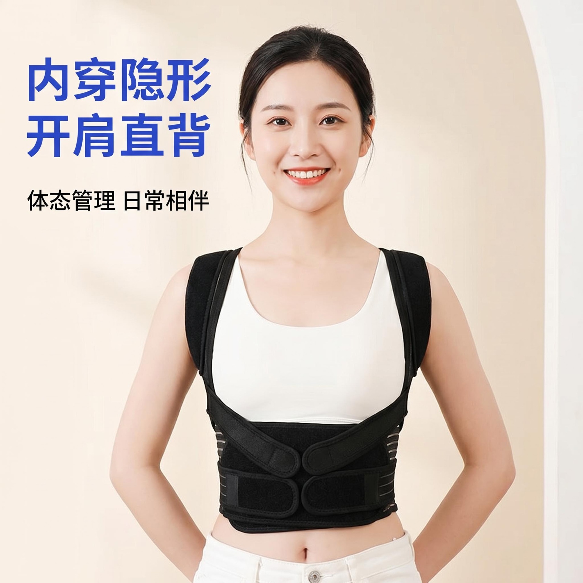 Unisex Clavicle Scapula Black Posture Belt Invisible Inner Wear Open Shoulder Straight Back Elastic Belt Posture Exercise