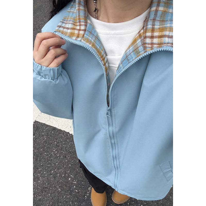 Giacca patchwork scozzese fitcheck per uomo primavera e autunno, design retrò, senza cappuccio, stile americano, colletto rovesciato_voghion.com