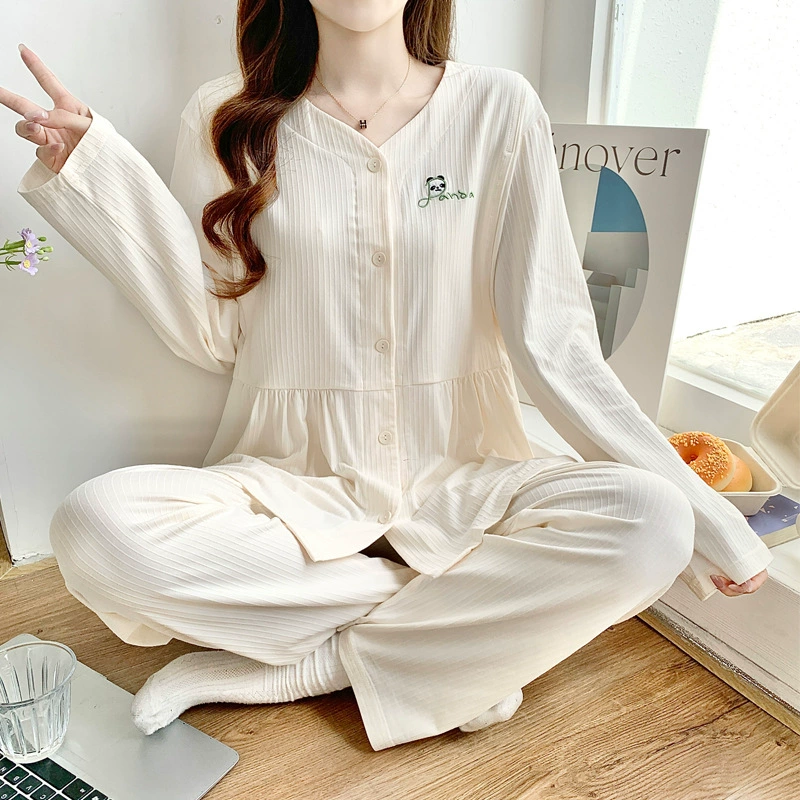 Весенние новые летние тонкие пижамы для беременных и кормящих женщин из модала из ледяного шелка в рубчик, домашняя одежда класса А