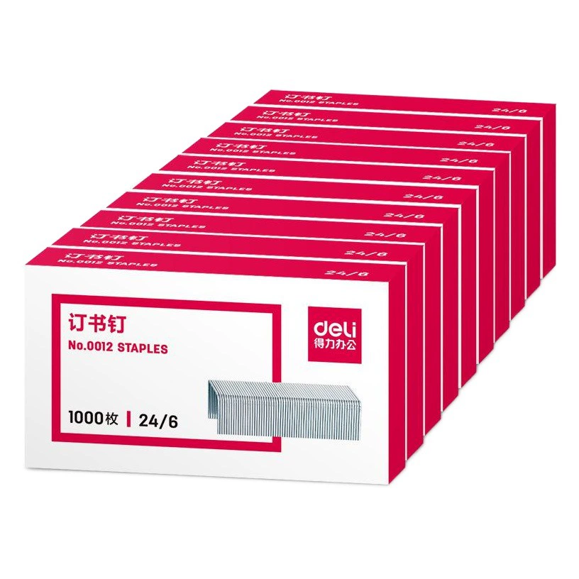 Скобы Deli 0012 для степлера 24/6, 12 штук # Высокопрочные стальные скобы для офисных принадлежностей доступны для заказа.