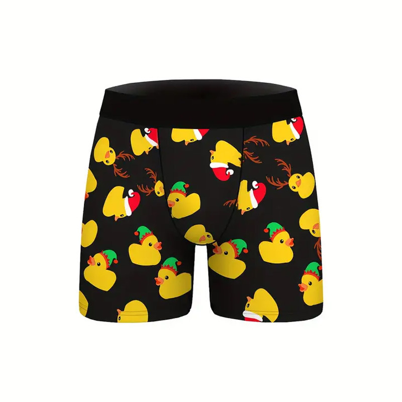 Yellow Duck Printed Men's Long Boxer Shorts Breathable Comfortable Quick-drying Stretch Boxer Men's Underwear