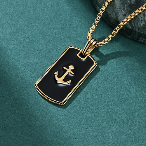 New men's trendy hip-hop anchor pattern military brand pendant trendy hip-hop fashion personality domineering pendant accessories