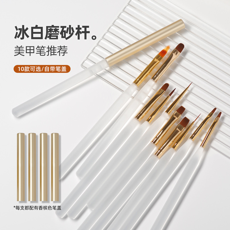 Nail Pen Japanese Phototherapy Nail Brush Large Wide Round Flat Mouth Painted Stalk Brush Styling Brush Flower Gradient French Pen