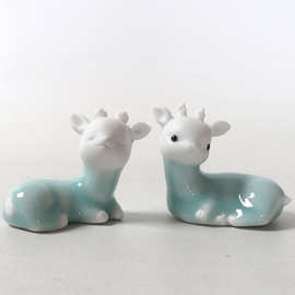 帝儒青瓷小鹿茶宠摆件精品可养陶瓷创意功夫茶具配件茶道招财茶玩