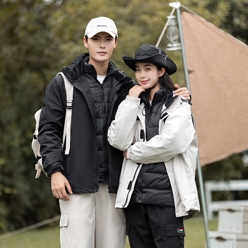 Big Brand Classy Three-In-One Couple Jacket for Men and Women, Cold-Resistant down Jacket, Windproof White Duck down Thickeneded Jacket