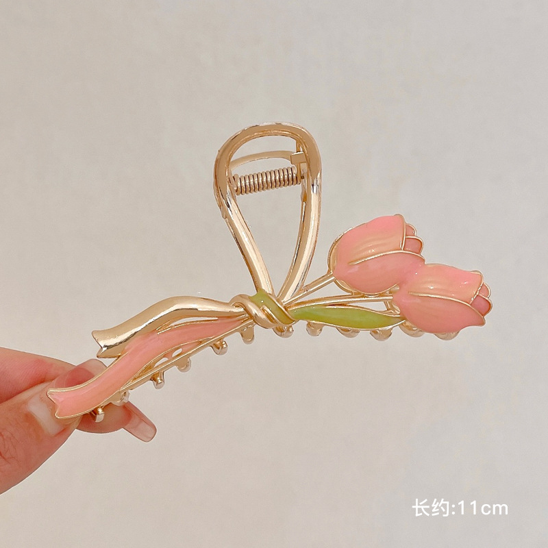 Celebridad de Internet 2024 Nueva Perla grande horquilla clip de pelo hembra Cabeza trasera horquilla tocado clip avanzado clip de tiburón