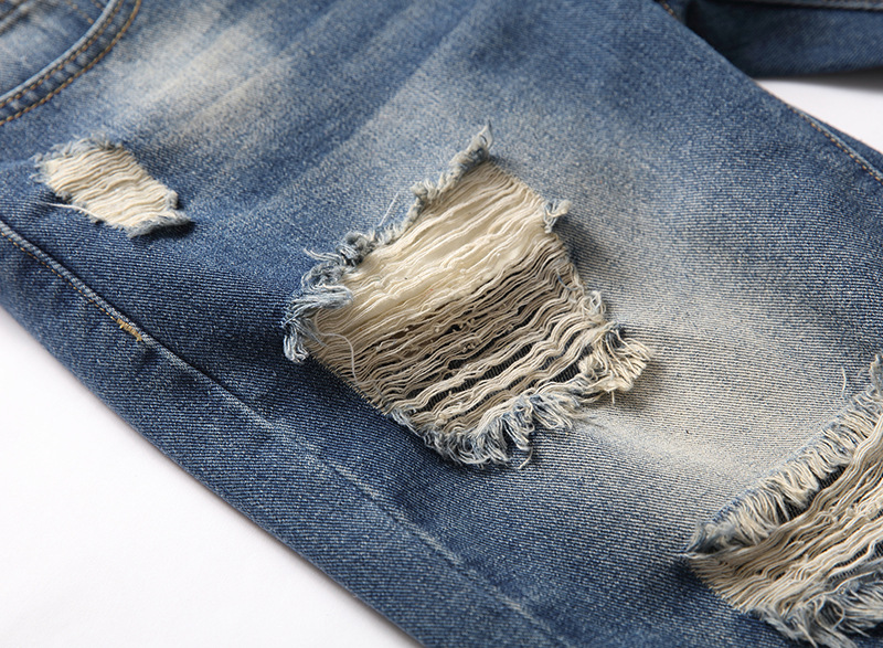 Pantaloncini jeans uomo distressed taglio dritto casual vintage_voghion.com