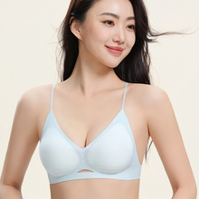 夏日云感呼吸凉感超薄无痕内衣反重力提拉果冻胶文胸细带交叉美背