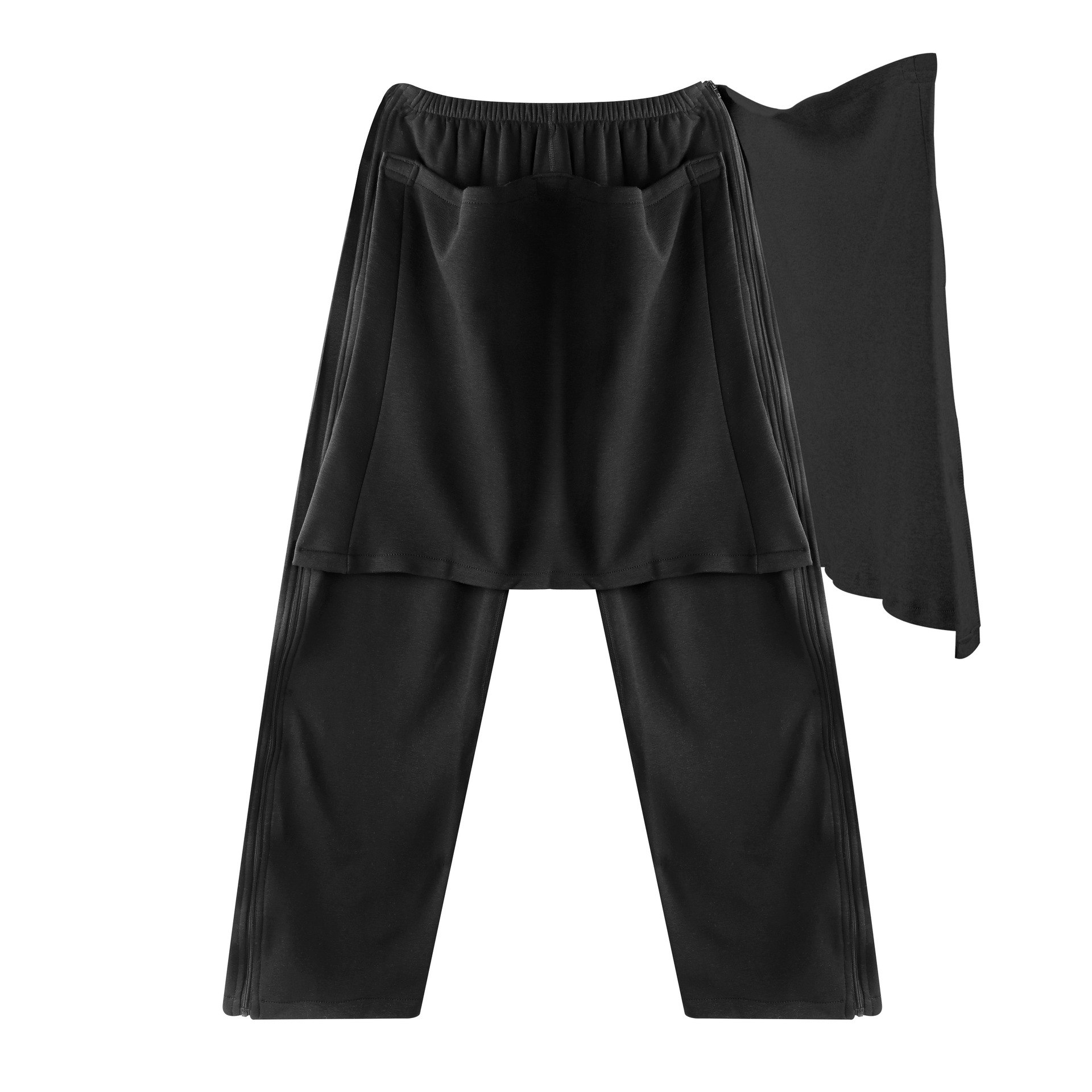 전면 및 후면 커버 코튼 싱글 레이어 양면 지퍼 블랙