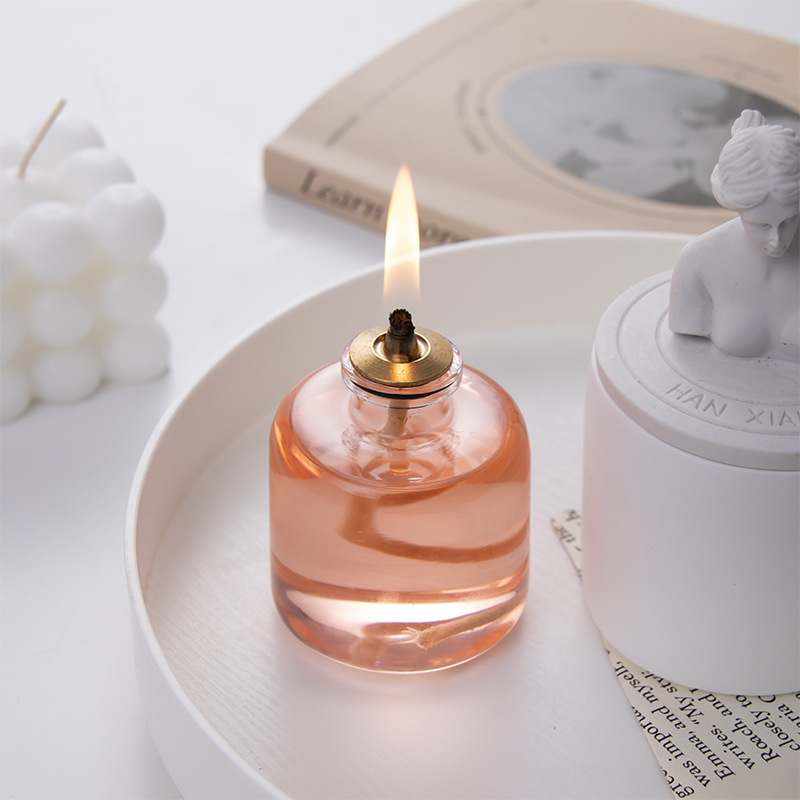 Lámpara de aceite al aire libre pequeña escena de lámpara de aceite atmósfera de alta lámpara de alquitrán de vidrio de silicio con cubierta de viento se puede reabastecer con lámpara de Buda