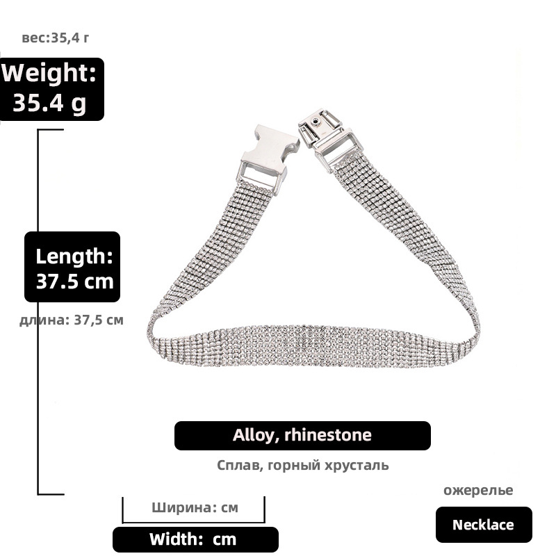 fashion style new rhinestone belt buckle short clavicle chainpicture2