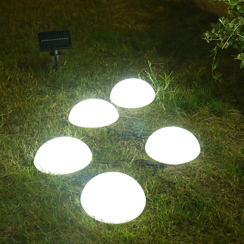太陽能一拖五半球燈戶外燈庭院燈公園別墅景觀裝飾草坪LED插地燈
