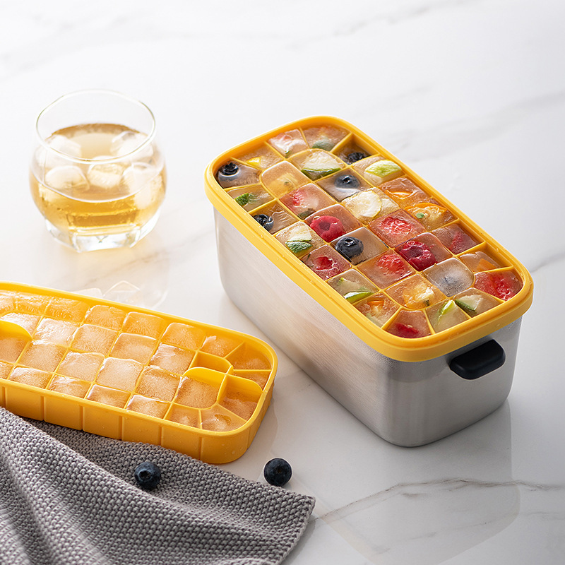 自主设计 潘多拉制冰盒不锈钢冰格制冰器家用密封带盖防串味储冰