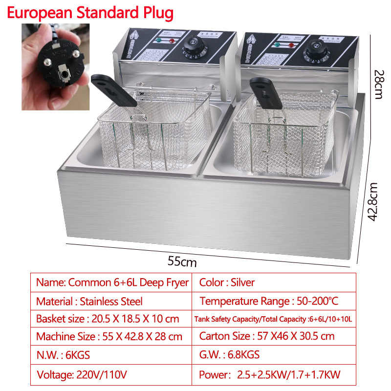 Freidora Eléctrica de Gran Capacidad con Suministro Directo de Fábrica para Comercio Electrónico Transfronterizo, 110V/220V, Estándar EE. UU./UE/RU, Envío Gratuito