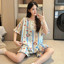 2026夏季新款大码圆领女款卡通睡衣胖mm胖MM家居服两件套装包邮