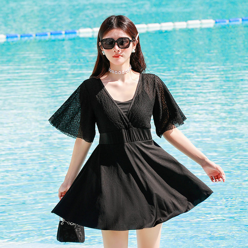 Women's Plus-Size Luxury New Style One-Piece Swim Dress Slimming Stomach Covering Conservative Cupping Fat mm Hot Spring Swimwear Wholesale