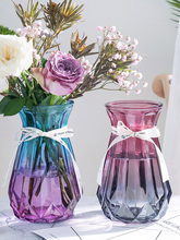 欧式创意玻璃花瓶透明满天星干花网红花瓶家用插花客厅装饰摆件宽